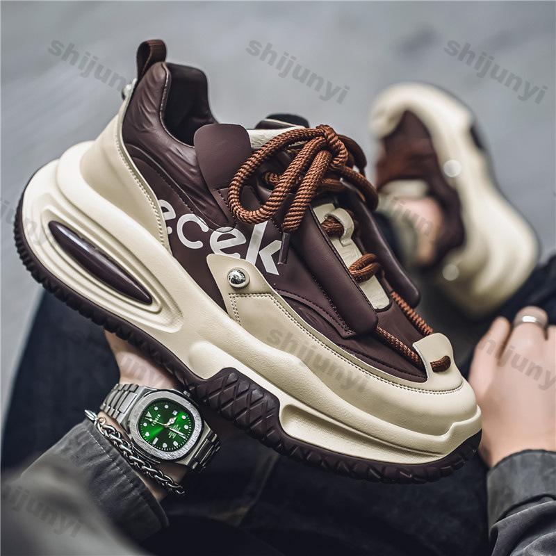 Fashion Men's Vulcanized Shoes 2025 Spring New Soft Soled Spring Autumn Leisure Sports Sneakers Thick Sole Non-slip Wear-resistant Shoes