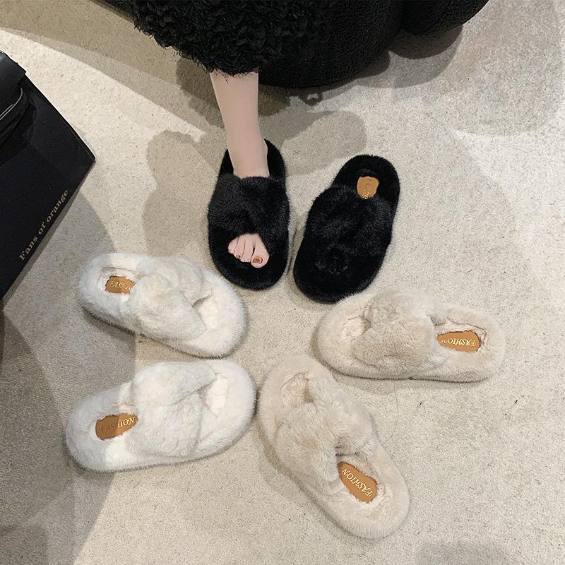 Internet celebrity Mao Mao slippers women's autumn and winter 2025 new outer wear fashionable versatile thick bottom comfortable cross cotton drag