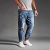 Jeans da uomo Moda Slim con strappi Tendenza Pantaloni larghi a nove punti Slim Harlan Coulisse Taglie forti