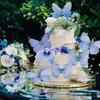 2 Seturi Toppere Tort Design Fluture Decorare Inovatoare Tort Poliester Fluture Realist Carduri de Inserție pentru Copt pentru Petrecere