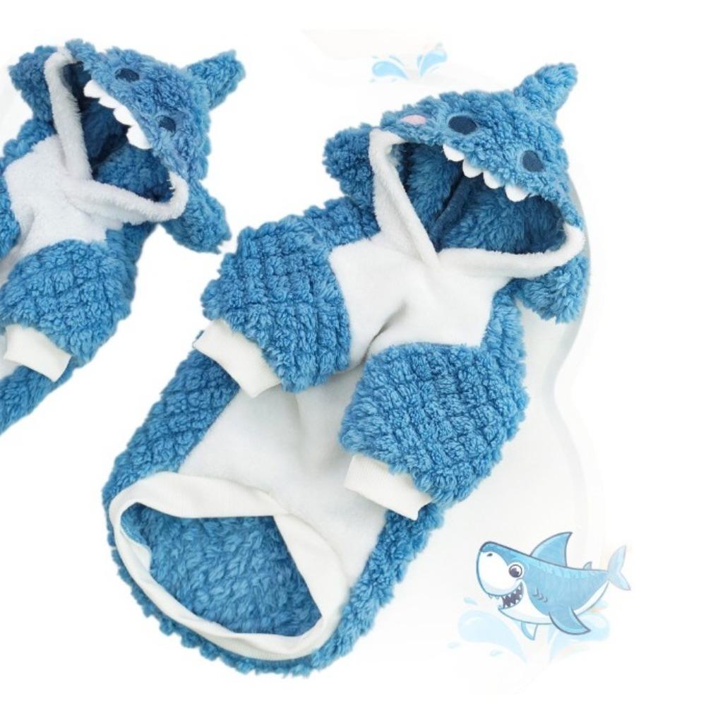 Warm Shark Dog Clothes Plush Dogs Coat Clothing Sweater Pet Cosplay Hoodie  for Autumn and Winter