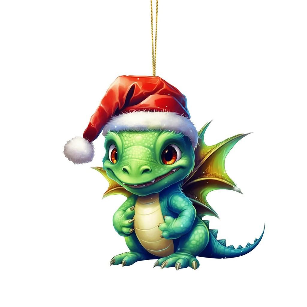 Charming Cartoon Christmas Dragon Car Decor Bright Festive Hanging Ornament Homes For
