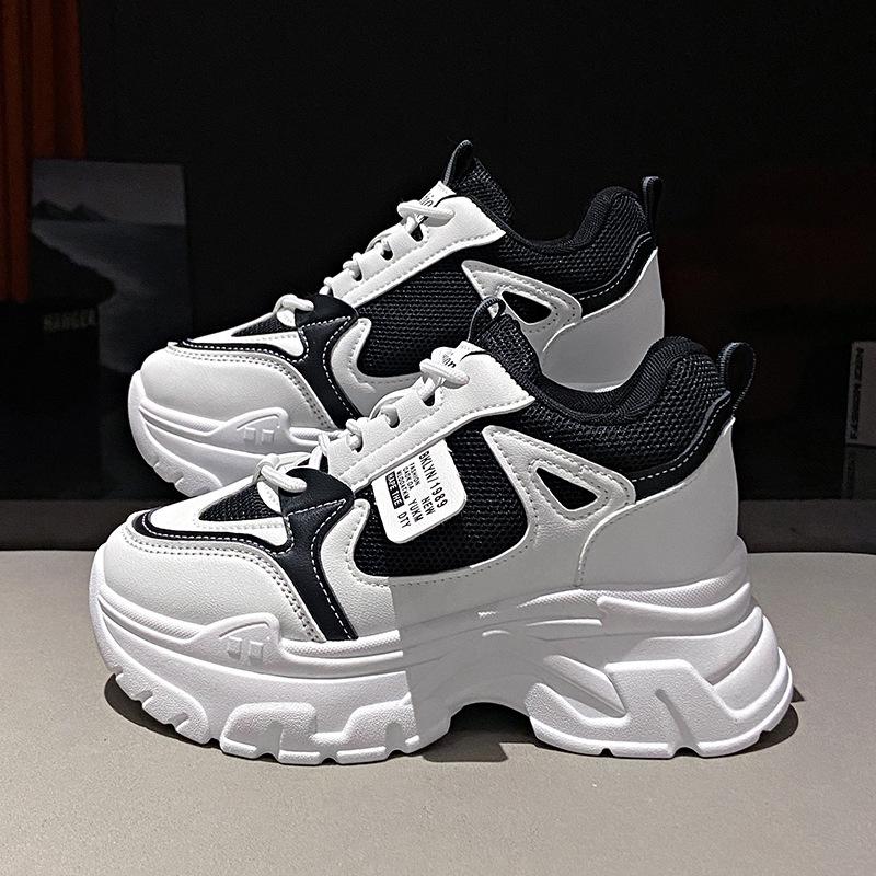 Mesh dad shoes 2024 spring and autumn new fashion Korean version of women's sports shoes heightened platform casual women's single shoes