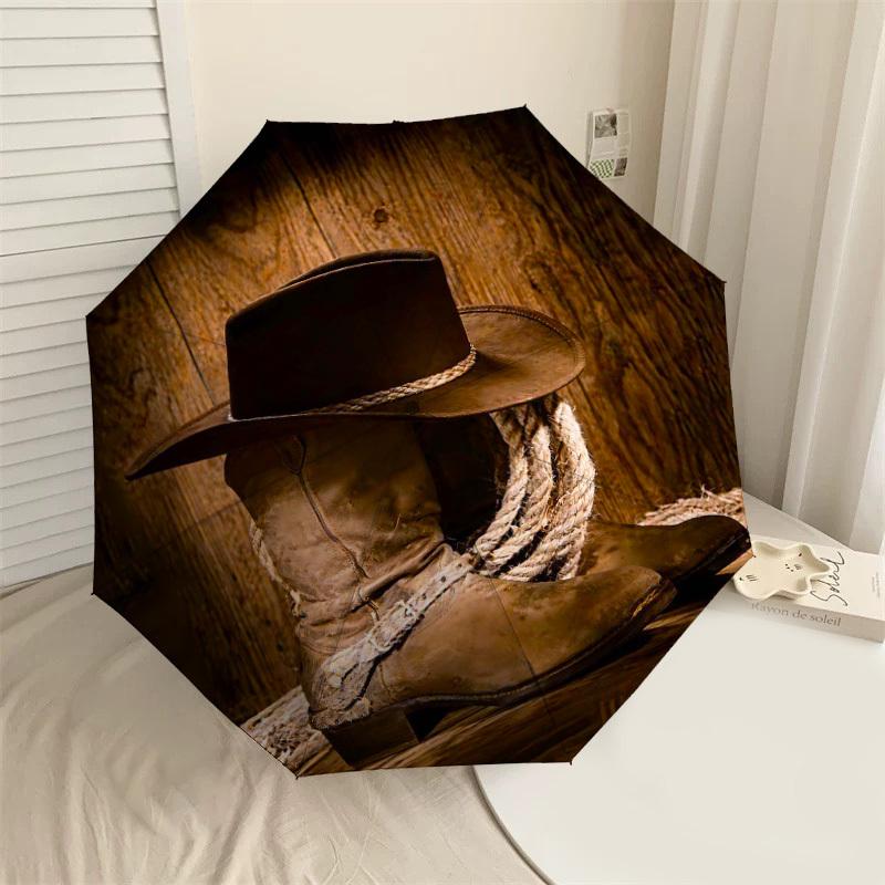 

1PC cowboy boots Umbrella-8-Rib Reinforced, Automatic Open, Lightweight & Durable, Cute Fashion Accessory for Outdoor-Y0303