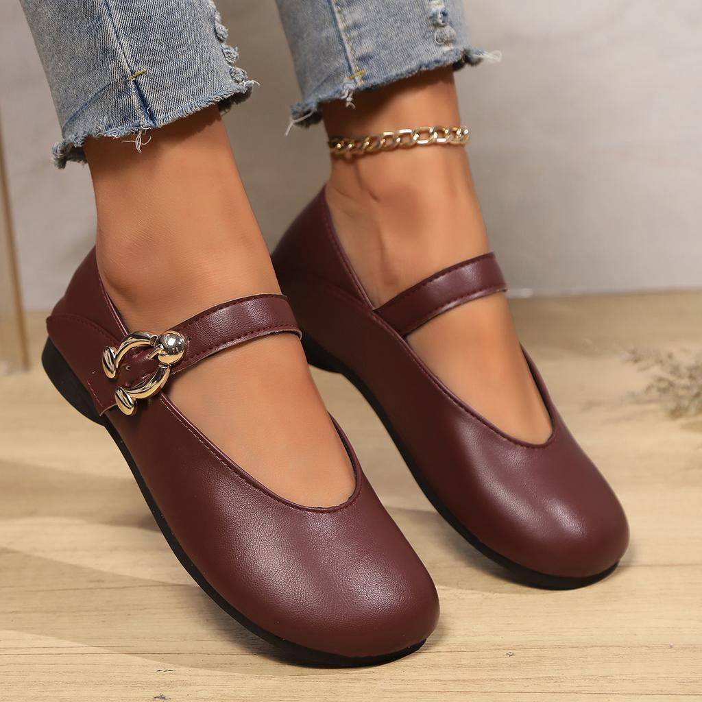 Fashion New Black Red Women's Barefoot Leather Ballerina Flats Soft Sole Lightweight Casual Loafers Low Heels Luxury Mary Janes Shoes