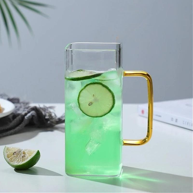 375ml/430ml Beverage Cup Transparent Cocktail Glass Drinkware Tea Cup with Handle Breakfast Milk Juice Cups Home Water Bottle