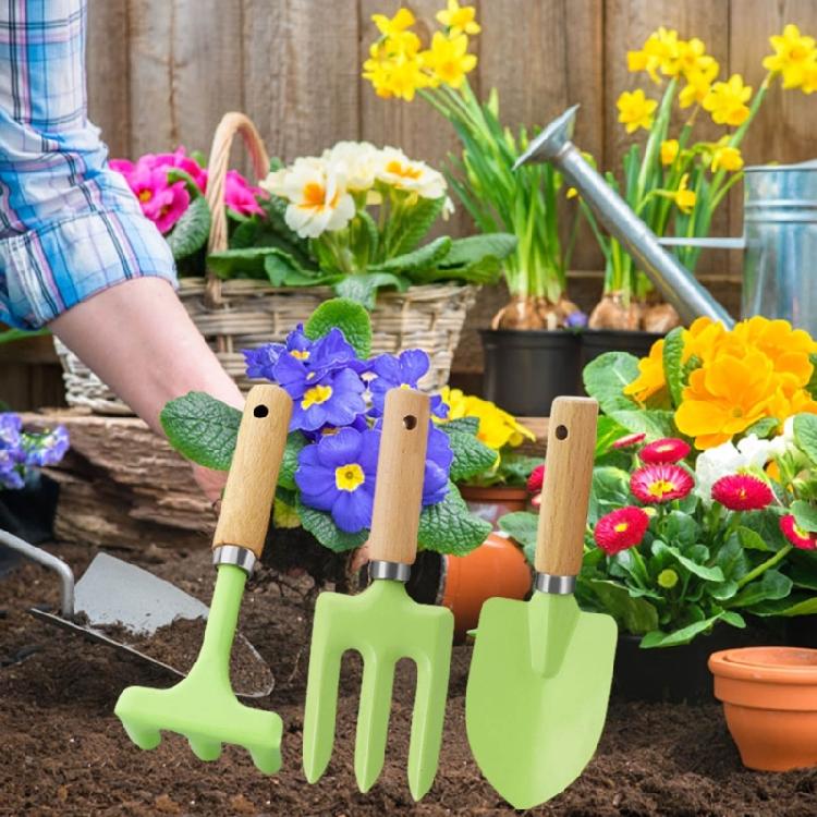 Complete Kids Garden Tool Set with Metal Construction&Wood Handles for Little Hands Planting Digging and Playing Outdoor