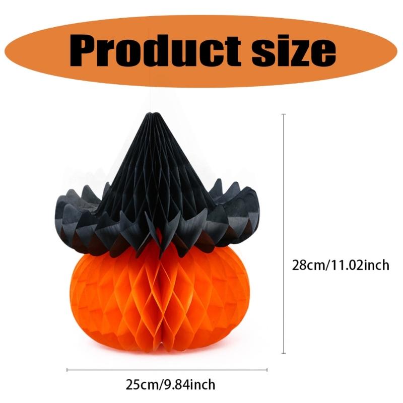 Set of 10 Orange Tissue Pumpkin Decorations Stylish Hanging Honeycomb Sphere for Halloween Festivities