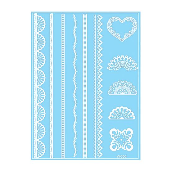 Baizihuahu White Lace Tattoo Sticker for Women, Temporary Face Body Arm, Waterproof Fake Decal Wedding Party Festival