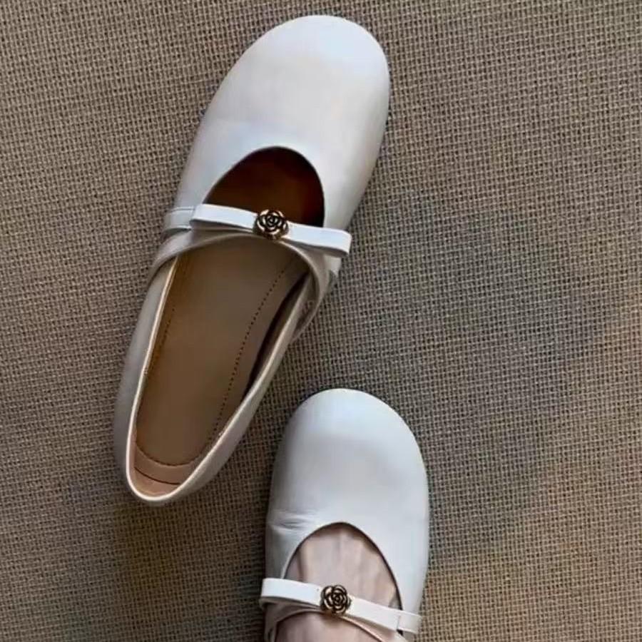 

Sheepskin model~ French single shoes women s flat ballet evening shoes with skirts are beautiful and not tired, retro Mary Jane shoes 40 белый