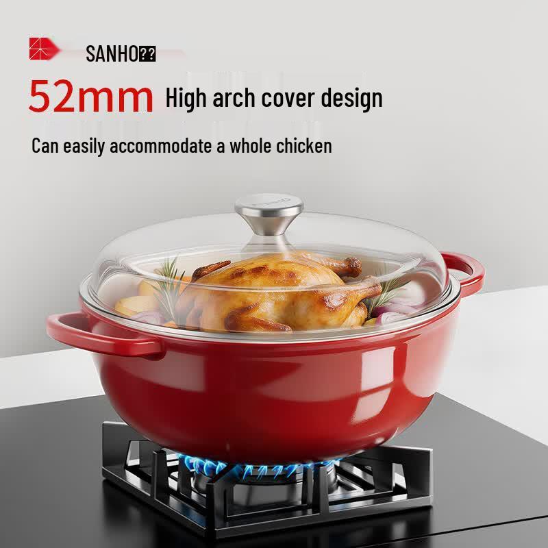 Sanhe 3.2L Visible Micro-Pressure Cast Iron Enamel Soup Pot
