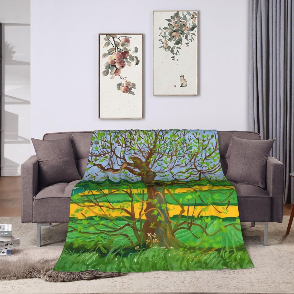 David Hockney Early Spring Lone Tree Blanket Quality Soft Throw Blanket Winter Girls Boys Living Room Fashion Bedspread