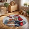 Papai Noel Constrói Padrão de Parede Vermelha Tapete Circular Árvore de Natal e Tapete Infantil Decoração de Natal Presentes