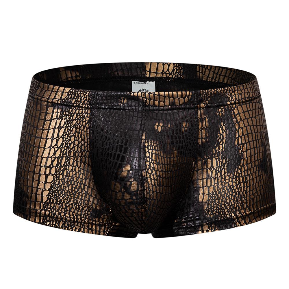 Męskie bokserki majtki Męskie bokserki ze sztucznej skóry Męskie majtki z U-pouch Sekowna gejowska bielizna Męskie Hombre Bokserki Lingerie Club Wear