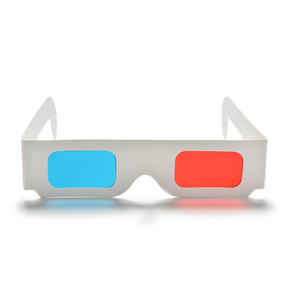 10Pcs Universal Anaglyph Cardboard Paper Red Blue Cyan 3D Video Glasses