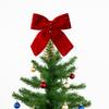 Extra-Large Velvet Ribbon Bow Luxurious Flocked Christmas Bow Star Tree Topper  Holiday Display