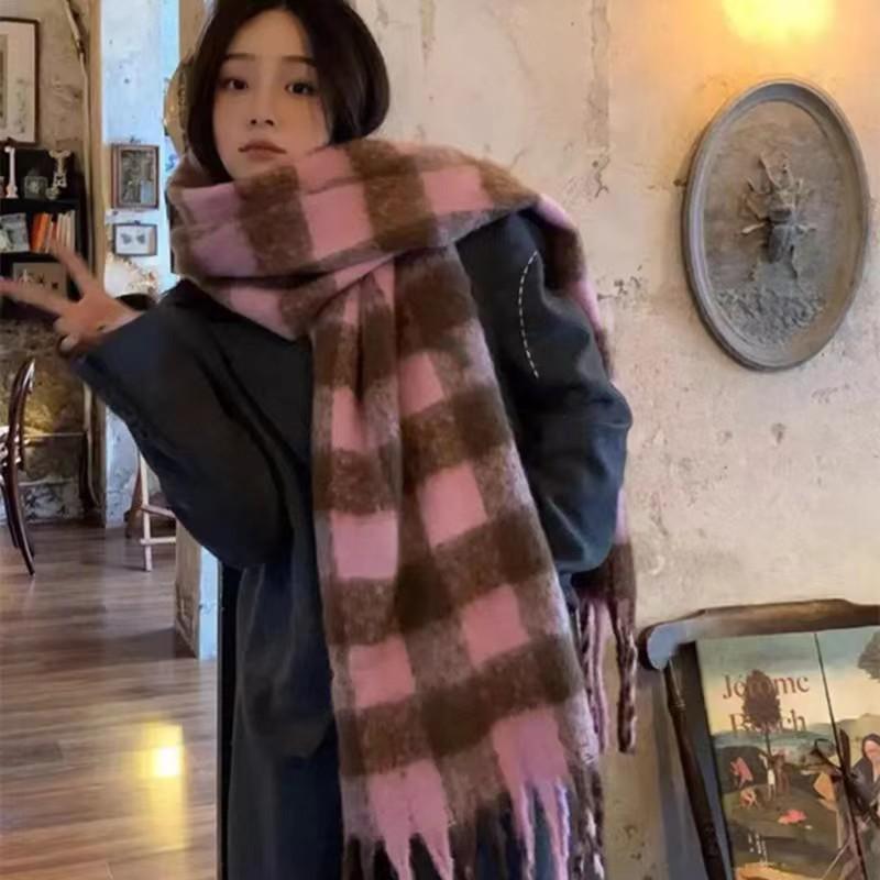 

Закажите Утолщенный Длинный Клетчатый Шарф Женский Осенне-Зимний Новый Продукт Универсальный Теплый Шарф-Шаль с Бахромой large version