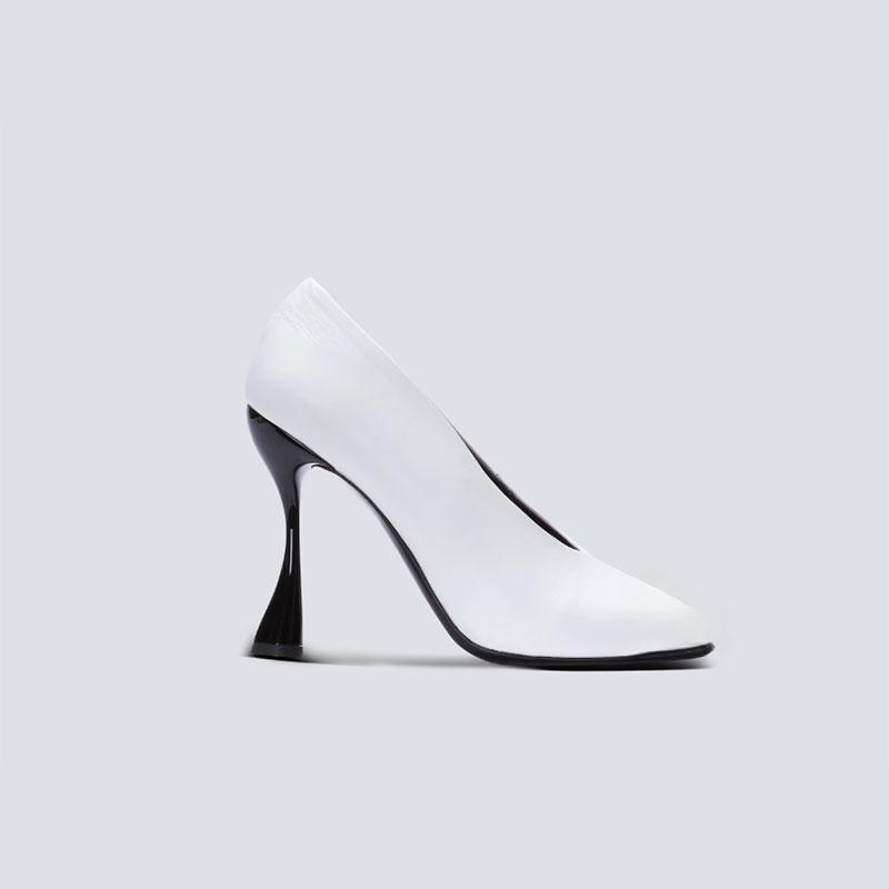 Fashion Show Style 10.5cm Irregular High Heels Spring/Summer Square Head Black White Fashion Sexy Professional Commuter Naked Shoes 43