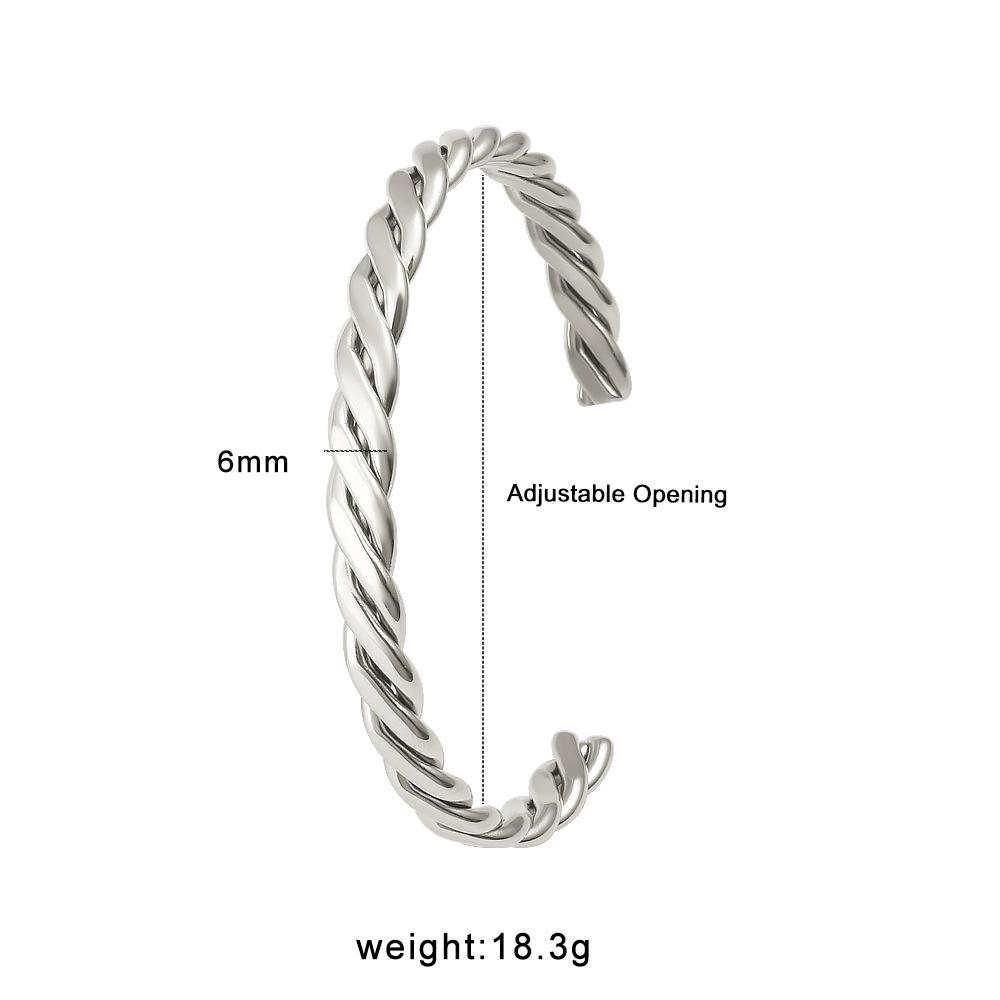 18K Gold-Plated Stainless Steel Cable Knit Cuff Bracelet - Hip Hop Couple Style