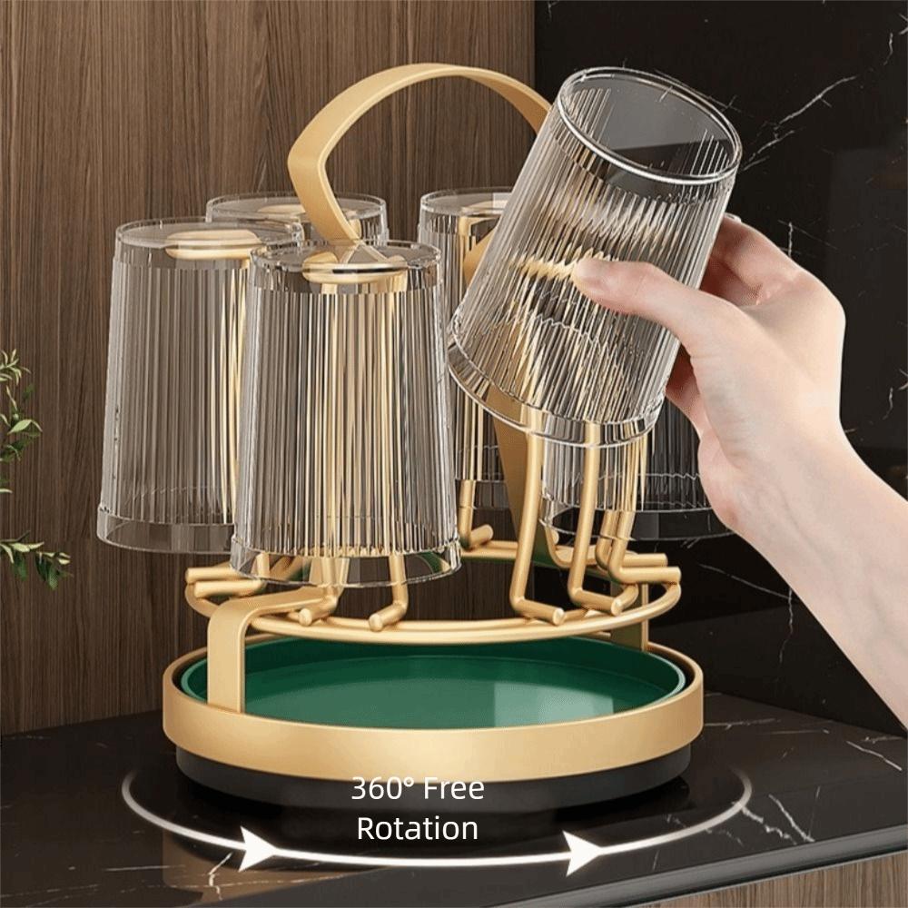6 Hooks Cup Drain Rack Space-saving Cup Drying Rack Coffee Mug Rack Glass Holder  Counter Top