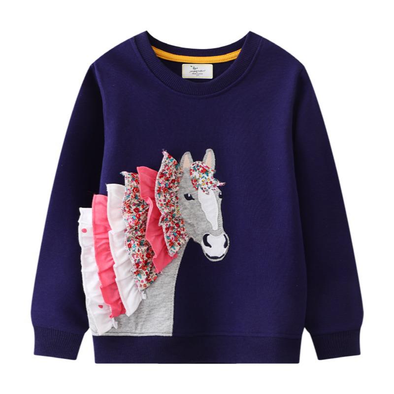 2024 Girls' Unicorn Pattern Long-Sleeved Sweatshirt for Autumn - Small & Medium Children