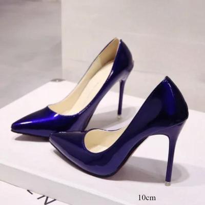 Nuove scarpe con tacco alto da donna in tinta unita, scarpe da sposa con tacco sottile e punta a punta, in vernice, alla moda femminile, taglia 44