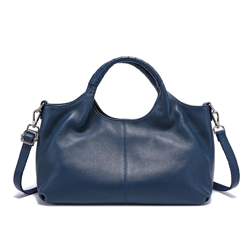 

Women s Genuine Leather Handbag Large Capactiy Crossbody Shoulder Bag Female luxury designers waxed cowhide leather tote bag 36x14x24cm синий