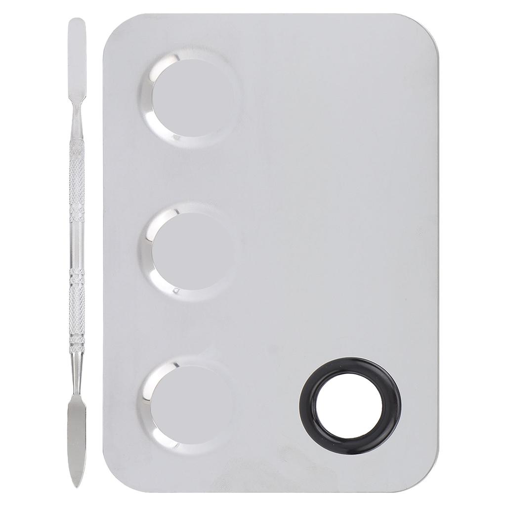 Kosmetische Mischplatte Edelstahl Make-up Professionell Rechteckige Form Geschlitzt Pigment Mischpalette mit Spatel