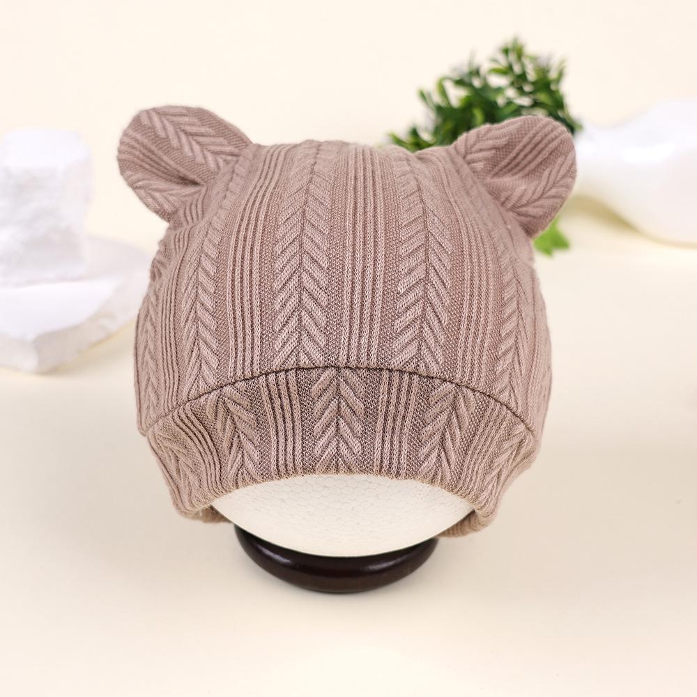 Erkek ve Kız Çocukları İçin Sevimli Yenidoğan Ayı Kulaklı Örgü Şapka
