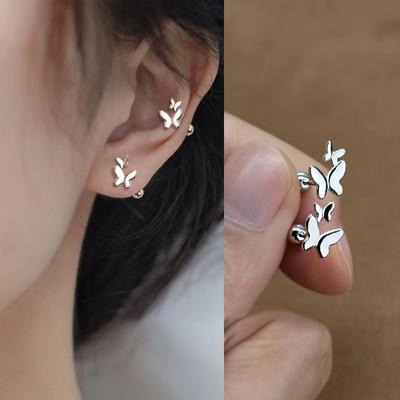 1Pair Butterfly Earring For Women Ear Bone Nail Cartilage Earring Spiral Stud Ea