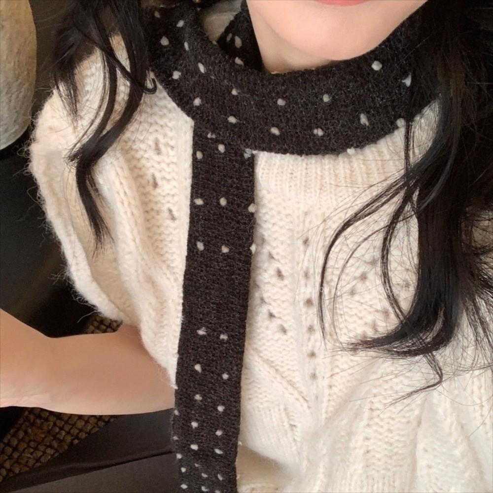 Harajuku Strickschal Punktmuster Lange Schmale Schals Einfache Schleife Wolle Schal Outdoor