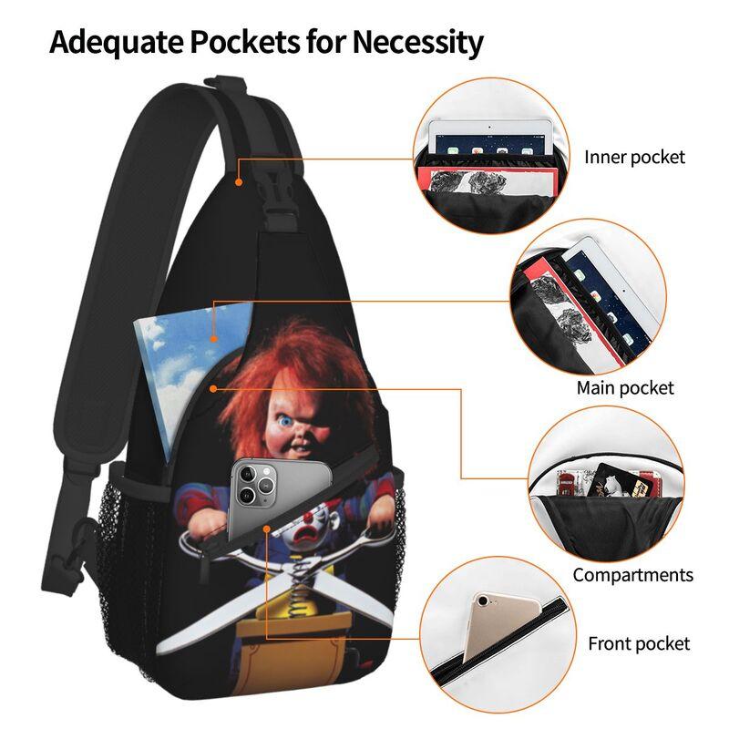 Horror Killer Chucky Sling Crossbody Chest Bag Men Fashion Child's Play Movie Shoulder Backpack for Travel Cycling