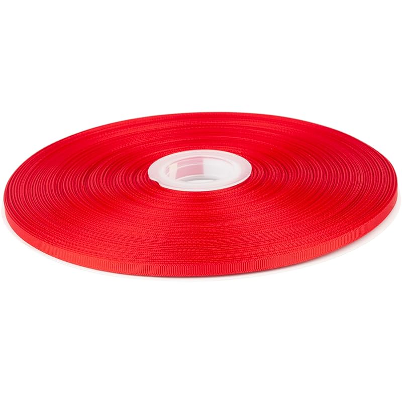 

[Tekdeere]Width 6mm solid red grosgrain ribbon, perfect for gift wrapping, sewing, hair accessories, wedding decorations - 91m/roll