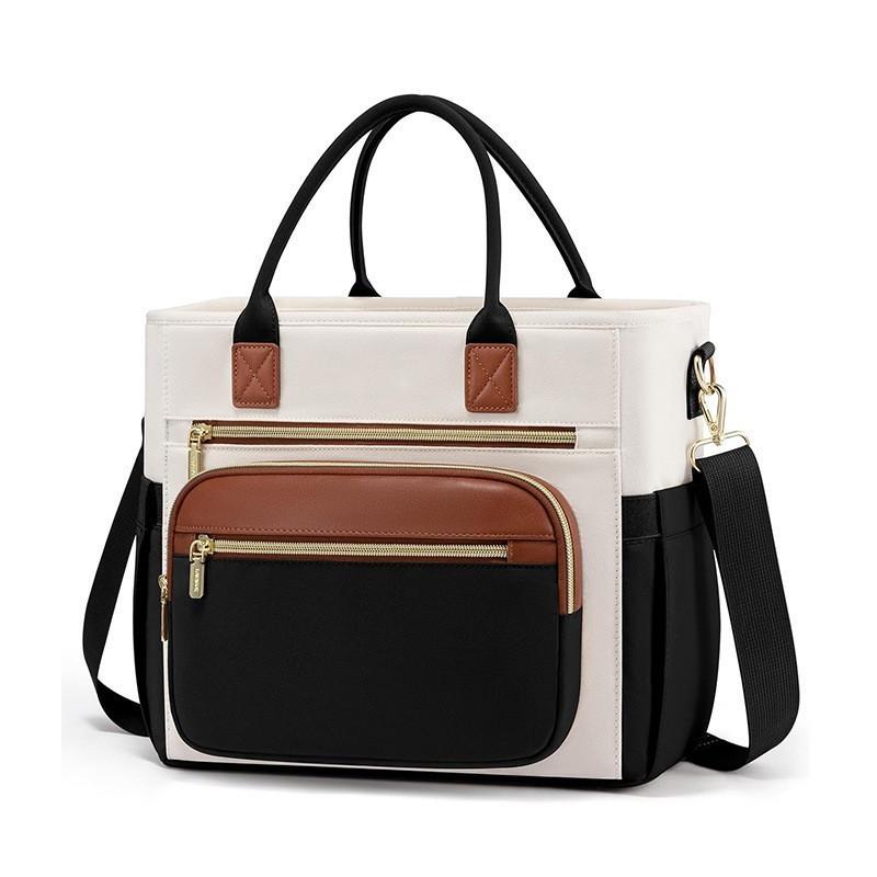 

Polyester lightweight lunch single-shoulder backpack 15.6 inches insulated beverage storage portable lunch bag 30.5 12.3 28CM чорний коричневого кольору