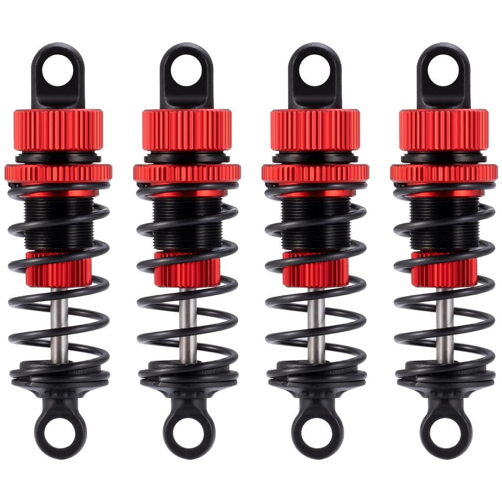 TRZX 4pcs RC Shock Absorbers, Front and Rear Shock Absorbers, 55mm and 62mm, Upgrade Parts for Tamiya TT02 1/10 RC Drift Car (62mm Red)