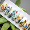 5D geprägte Nagelkunstaufkleber, weiße Blumen-Nagelabziehbilder, Gravur floraler Nagelschieber-Spitzen