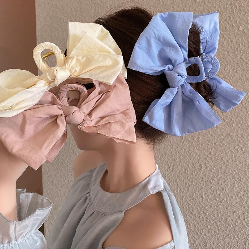 Candy color large bow grab clip Korean shark clip back head plate hairpin hair volume multi hairpin hair claw hair accessories