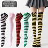 1 Pair Double Bow Decor Striped Over Knee High Socks Soft Skin-friendly for Girls Cosplay Halloween Costume Wear