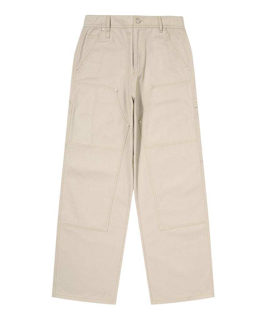 Syupeodeulai Double Knee Cotton Work Pants Light Beige
