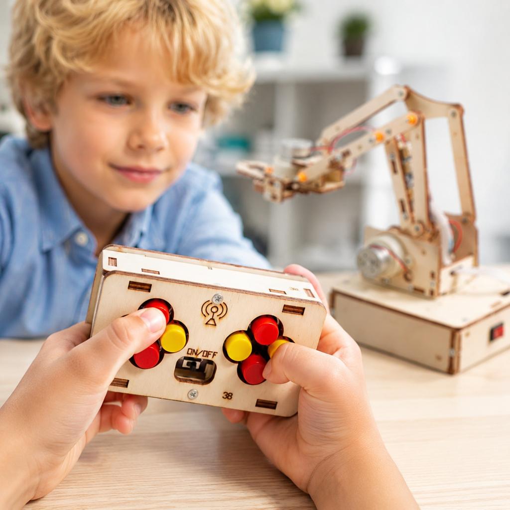DIY Wireless Remote Control Mechanical Arm Kit Educational Assembly Model for STEM Learning and Robotics Practice Projects