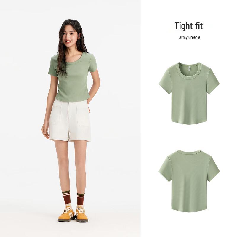 Semir Women's Cooling Short-Sleeved Square Neck Slim Fit T-Shirt