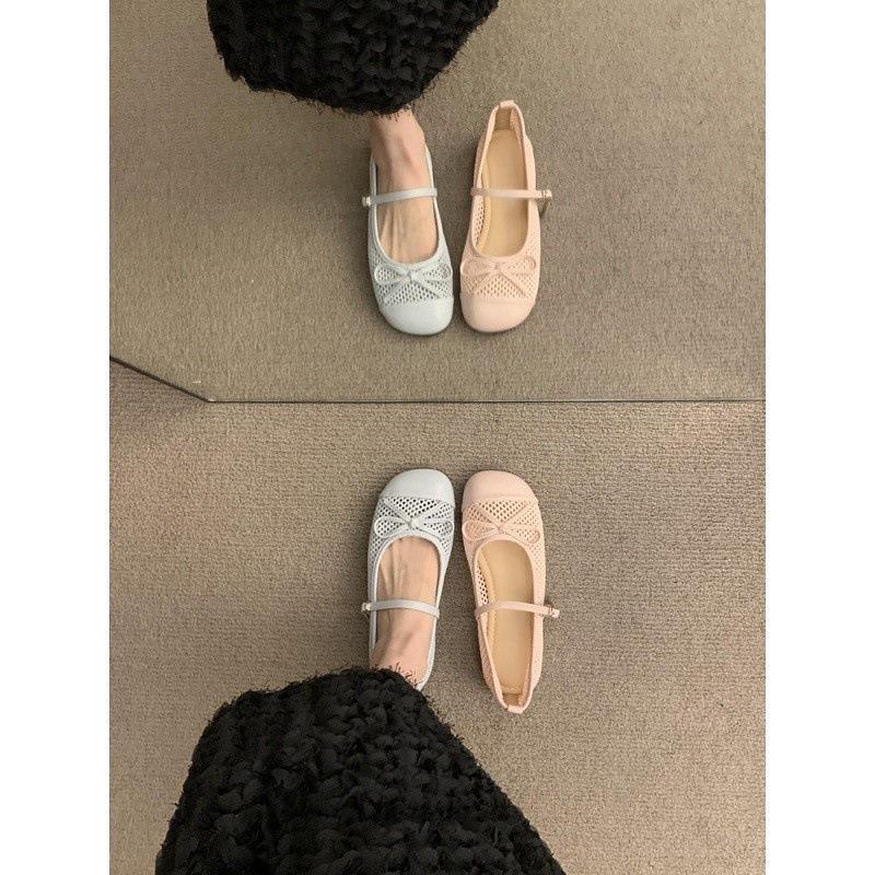 French Flat Mary Jane Single Shoes Women's Shoes 2025 New Summer Temperament Evening Breeze Breathable Bow Sandals