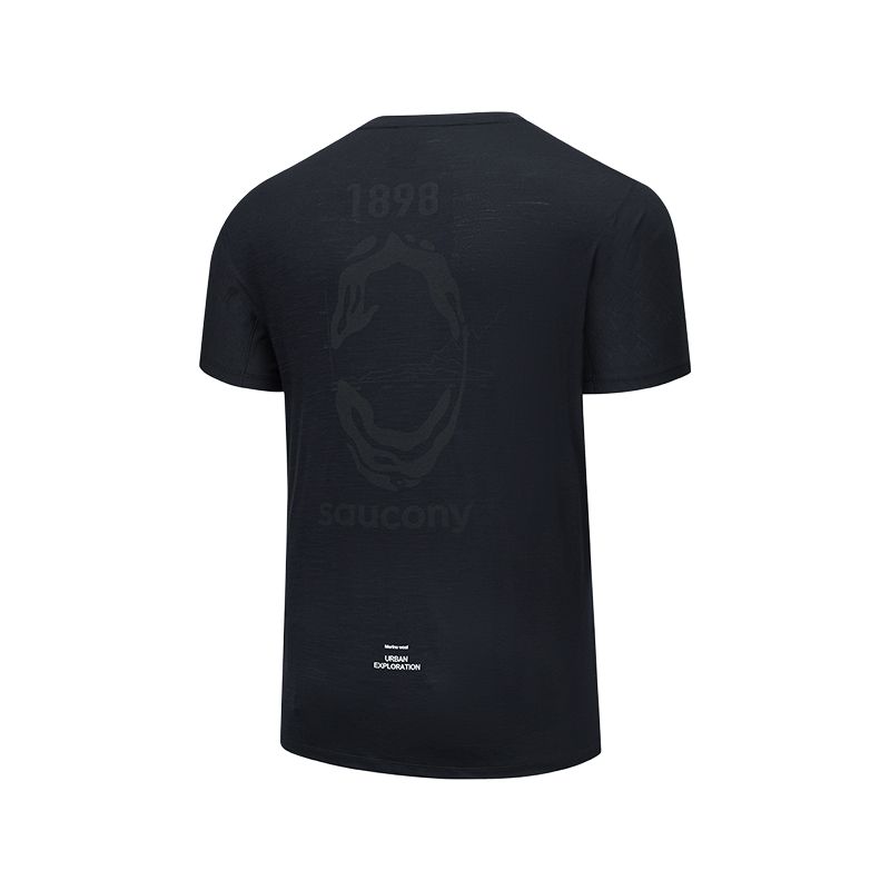 SAUCONY FW25 Pohodlný pulovr Jednoduché tričko s krátkým rukávem Pánské topy SA2250ST72C-BK001