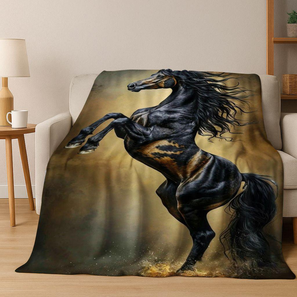 Dream Gallop Steed Kůň Mustang Kreslené Umění Flanelová Přikrývka, Útulná Měkká Dekorační Přikrývka pro Domácí Ložnici Postel Pohovku Kryt Dárek Děti