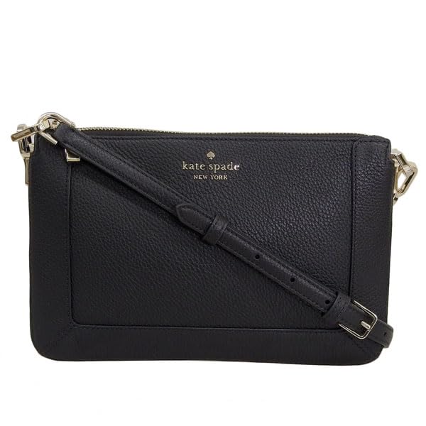 Kate Spade Lena Double Compartment Crossbody Shoulder Outlet Brand Women's Bag, KH430, Black, Leather.