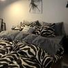 Korean Style Fashion Bedding Set Kids Adults Twin Full Queen Size Bed Flat Sheet Duvet Cover Pillowcases Stripe Grid Bed Linen