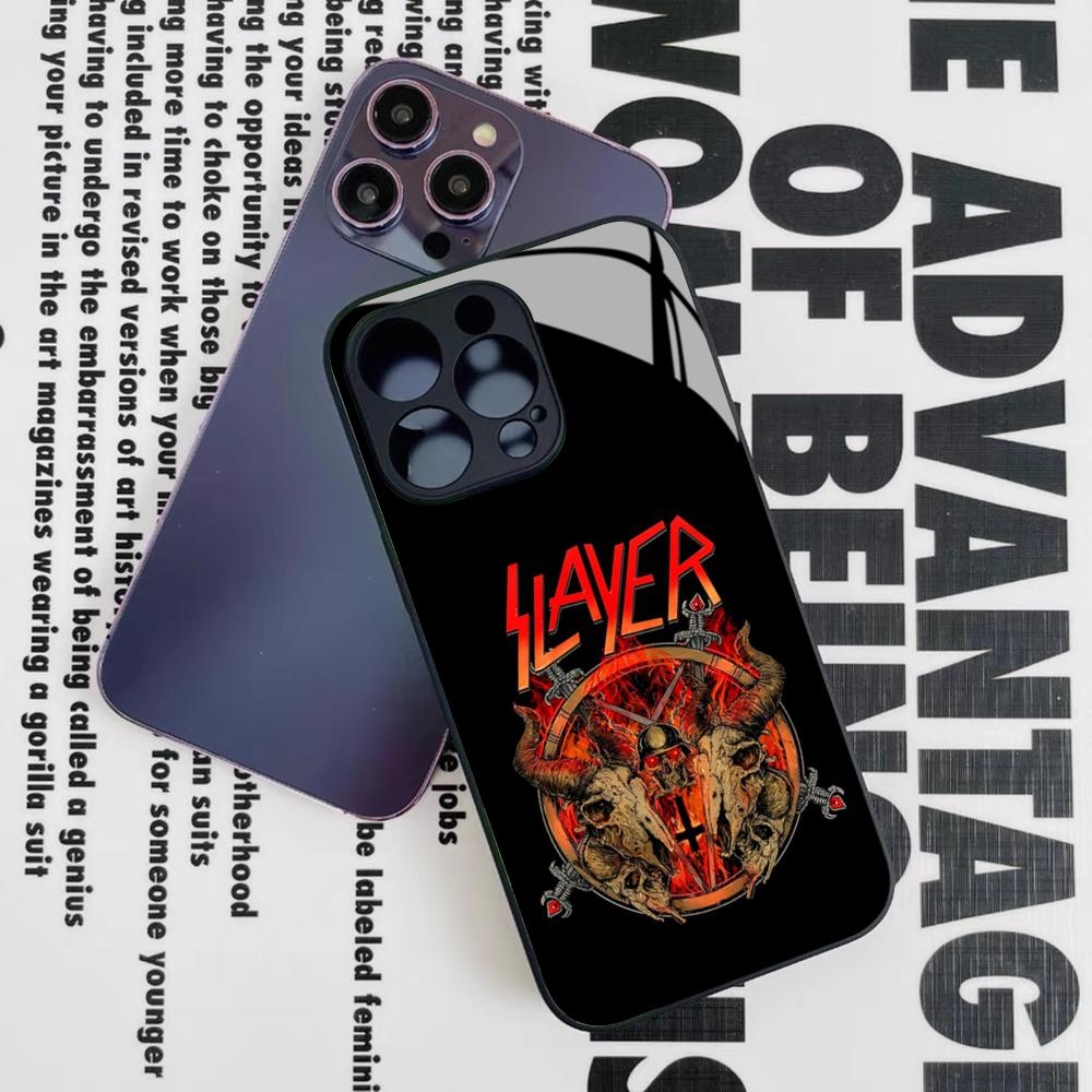 Slayer Heavy Metal Rock Band Phone Case for Iphone 17 16 15 14 12 11 13 Pro Max Mini X Air Puls Black Glass Cover