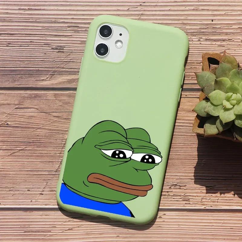 

Funny Cartoon Frog Pepe Phone Case For iPhone 16 15 14 13 12 11 Pro Max Mini X XS XR SE 7 Plus Shockproof Protective Cover Shell iPhone 12 Mini