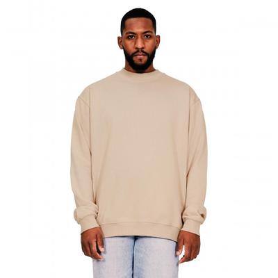Moletom masculino de algodão fiado com decote estendido e alto oversized