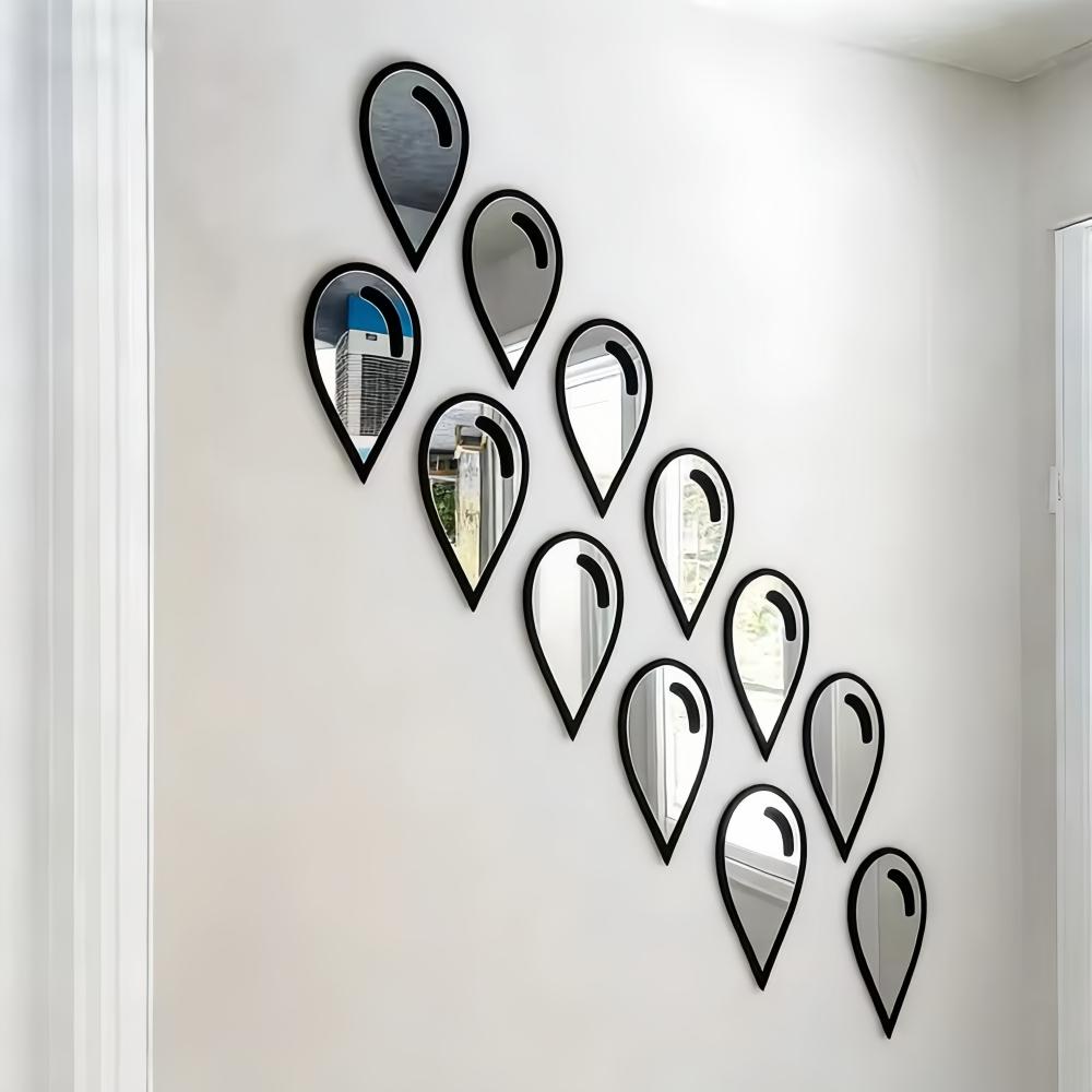 3/6PCS Water Drop-Shaped Balloon Shape Acrylic Mirror Sticker Adhesive DIY Mirrors Table House Apartment Decoration Dots Decor